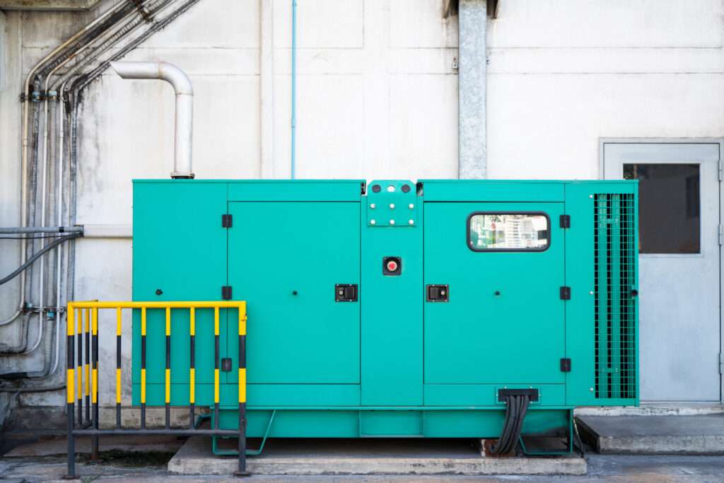 Green,Auxiliary,Diesel,Generator,For,Emergency,Electric,Power,Outage,In